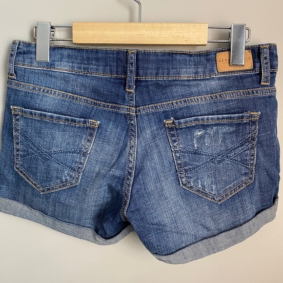 Aeropostale Midi Women's Denim‎ Rolled Hem Ripped Jean Shorts Size 2 - Picture 5 of 12